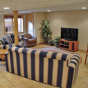 A Finished Basement Living Room Area in Chandler, IN and KY
