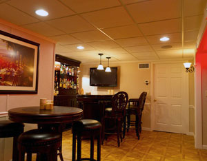 A finished basement TV room in Owensboro