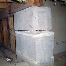 Collapsing crawl space support pillars Utica