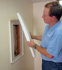 wall anchor covers installed in a foundation repair for a Marion home.