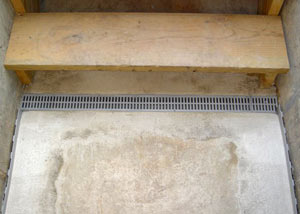 Our grated drain system installed on a leaking basement staircase in Hardinsburg.