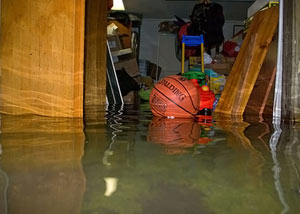 A flooded basement bedroom in Hardinsburg