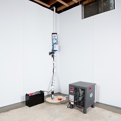 a complete basement waterproofing system installed in a Owensboro home