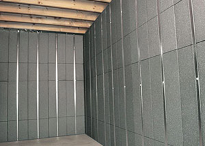 SilverGlo™ insulation and metal studs making up our Basement to Beautiful panels.  Installed in Vincennes.